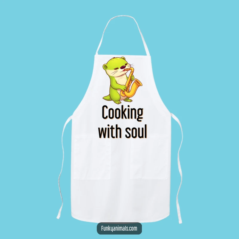 Funny Alien Otter Sax Apron: Cook with Extraterrestrial Musical Style!