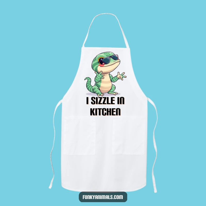 Funny Lizard Jazz Apron: Jazzy Stripes Player, Hilarious Reptile Chef Gift