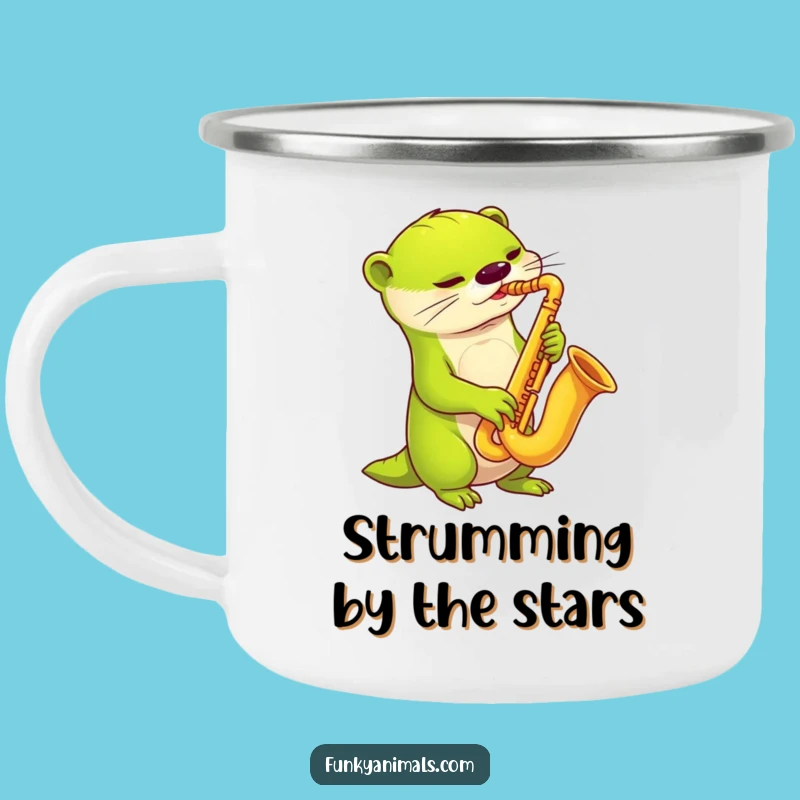 Funny Alien Otter Sax Camping Mug: Your Cosmic Companion for Jazzy Adventures!