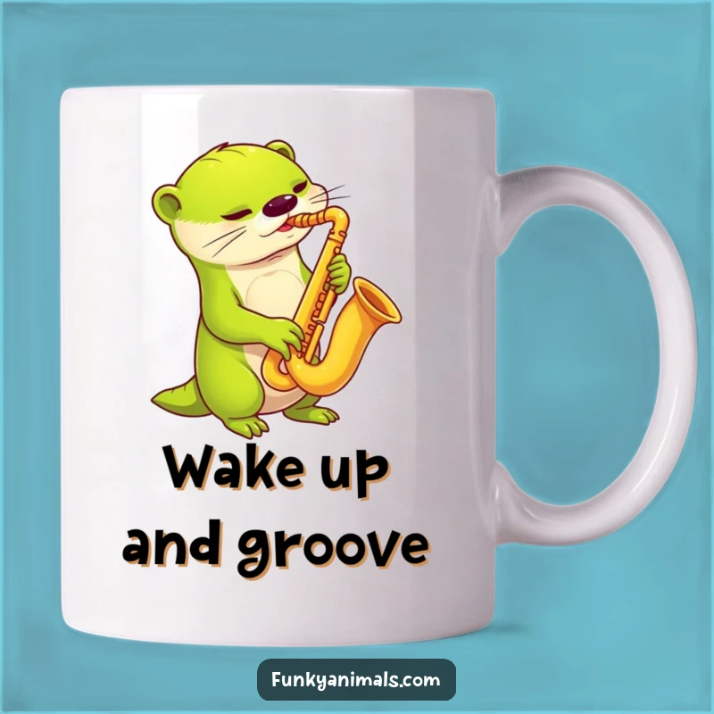 Funny Alien Otter Sax Mug: A Groovy Extraterrestrial Jam for Your Coffee!