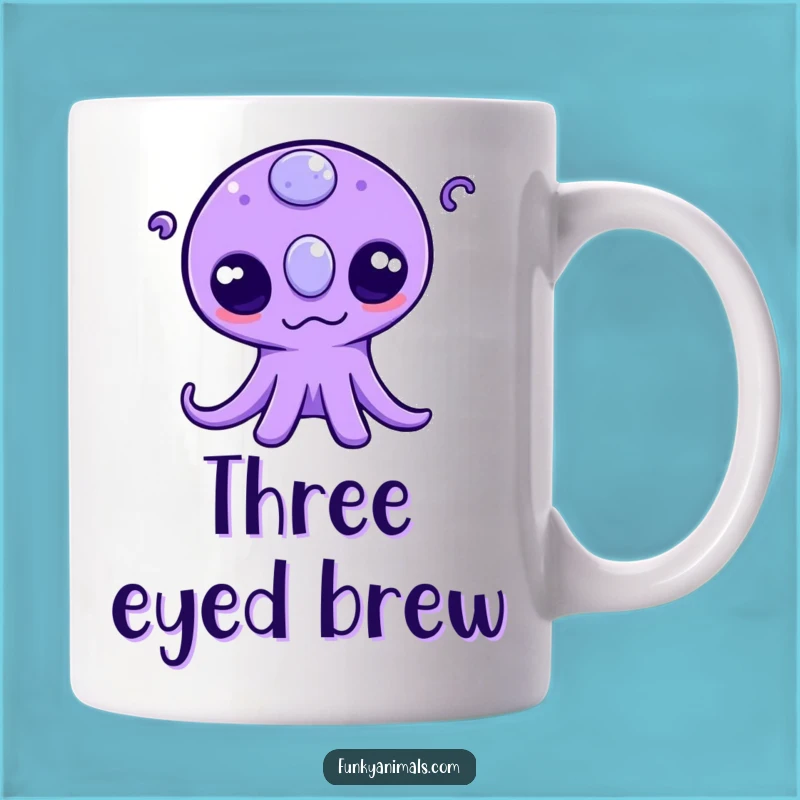 Funny Alien Wiggle Mug: Three-Eyed Creature's Hilarious Tentacle Gift!