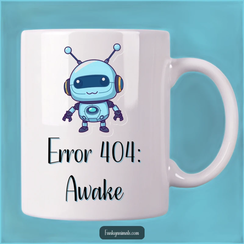 Funny Blue Robot Mug: Mischievous Grin, Wobbly Antennas, Perfect Tech Gift