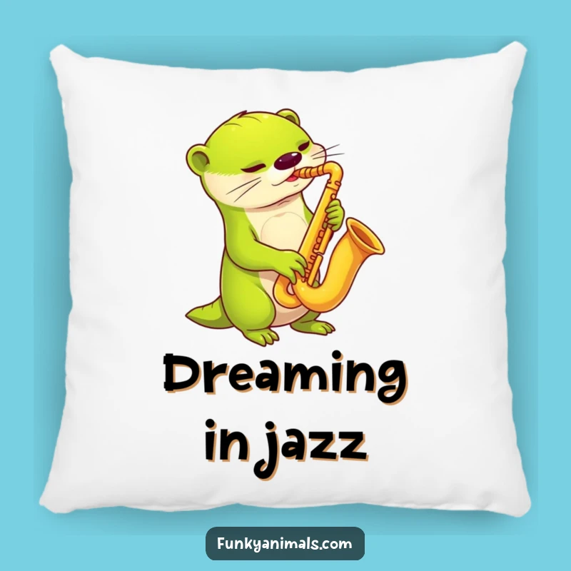 Cozy Funny Alien Otter Sax Pillow: Snuggle Up with Cosmic Jazz Tunes!
