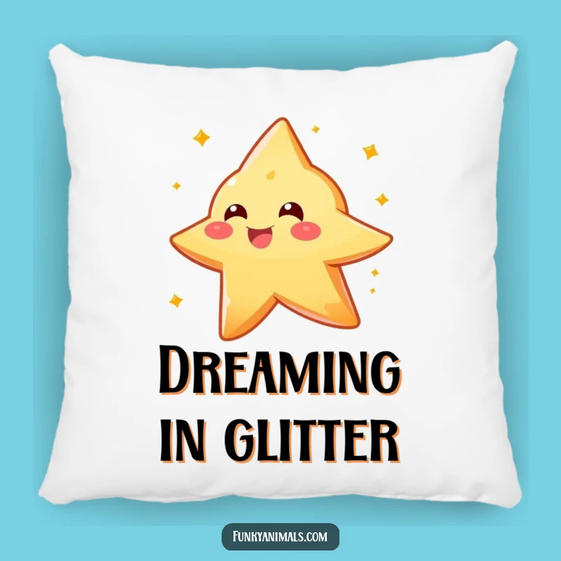 Funny Star Creature Pillow: Sparkly Orange Spin, Cosmic Comfort Decor Gift