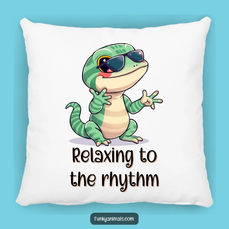 Funny Lizard Jazz Pillow: Jazzy Stripes Player, Hilarious Reptile Cushion Gift