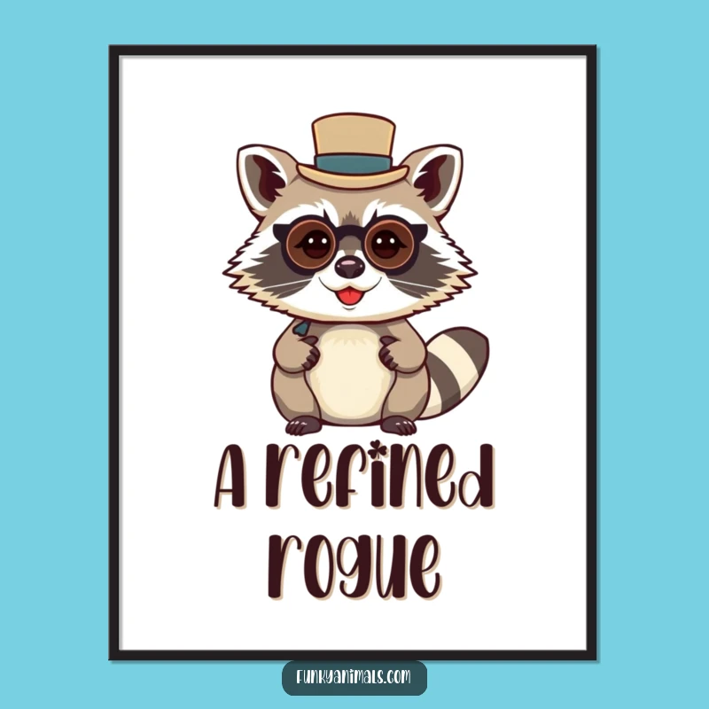 Funny Raccoon Gentleman Digital Art: Dapper Vibes for Instant Wall Chic!