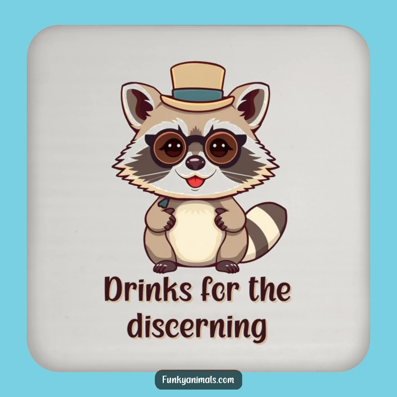 Funny Raccoon Gentleman Coaster: Dapper Protection for Your Surfaces!