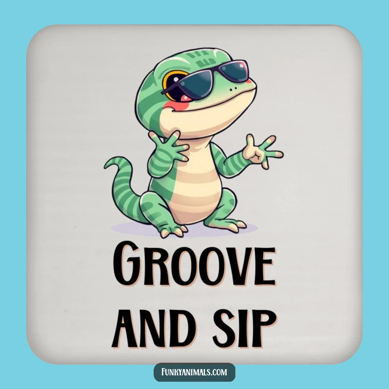 Funny Lizard Jazz Coaster: Jazzy Stripes Player, Hilarious Reptile Drink Decor