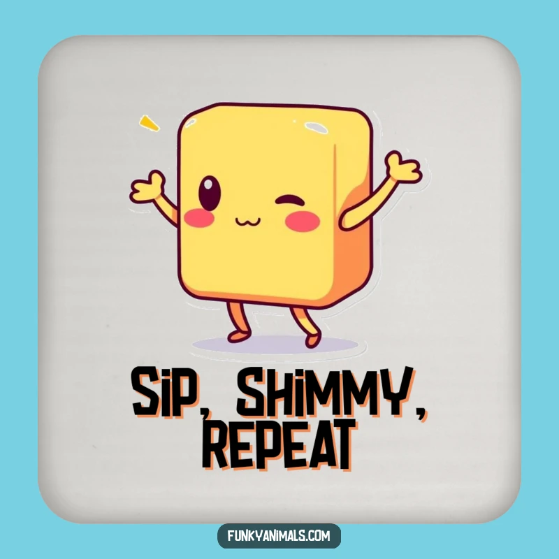 Funny Shimmy Block Character Coaster Set: Protect Surfaces with Style