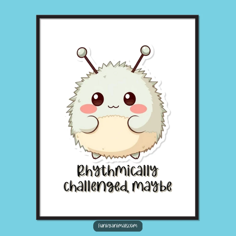 Funny Fuzzy Creature Poster: Vibrant Rhythmic Art for Your Walls
