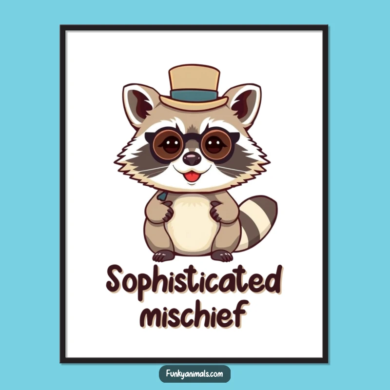 Funny Raccoon Gentleman Poster: Dapper Art for a Sophisticated Space!