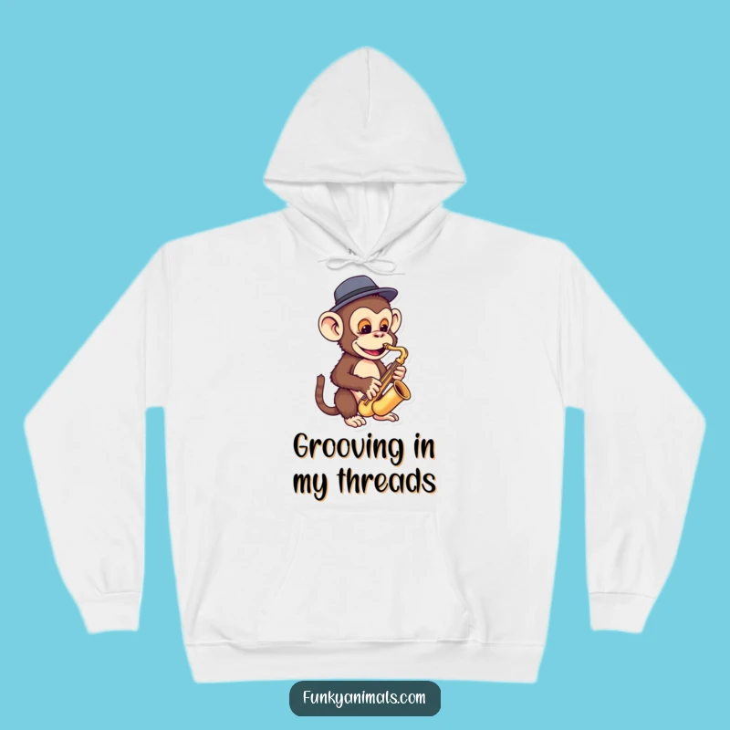 Funny Monkey Sax Hoodie: Funky Fedora Player, Cozy Hilarious Jazz Gift