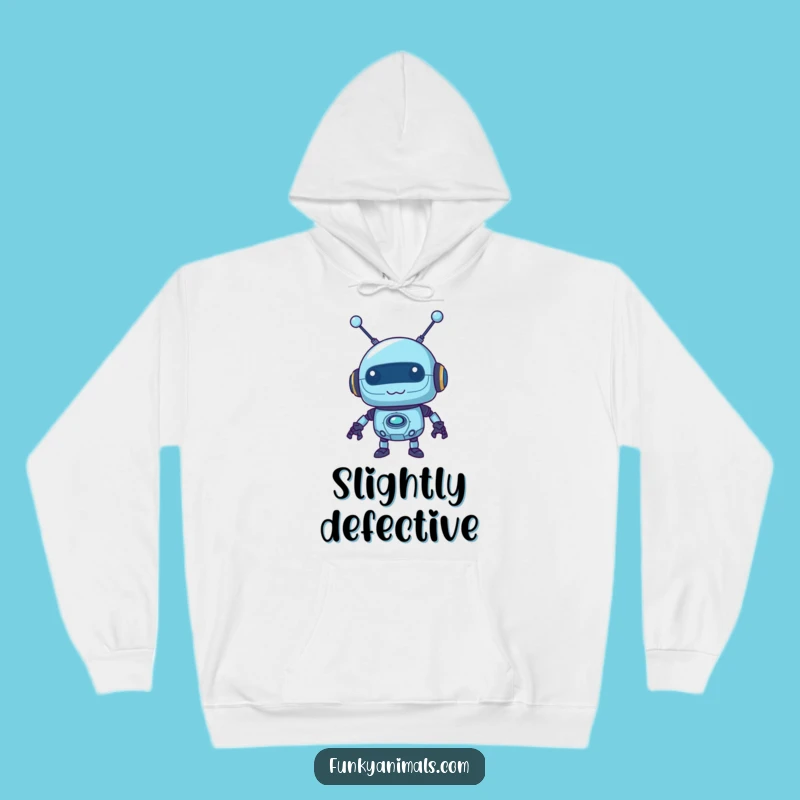 Cozy Funny Blue Robot Hoodie: Wobbly Antennas, Warm Tech Humor Gift