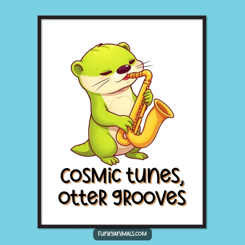 Free Printable Alien Otter Sax Wall Art: Funny Downloadable Space Decor!