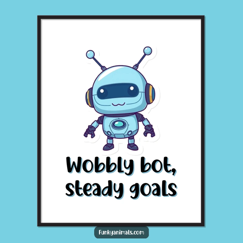 Free Printable Funny Robot Wall Art: Wobbly Antennas Downloadable Decor