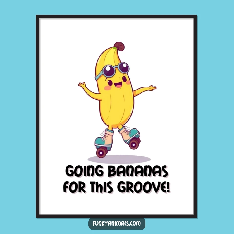 Free Printable Wall Art: Groovy Banana Skater Spin, Funny Retro Downloadable Decor