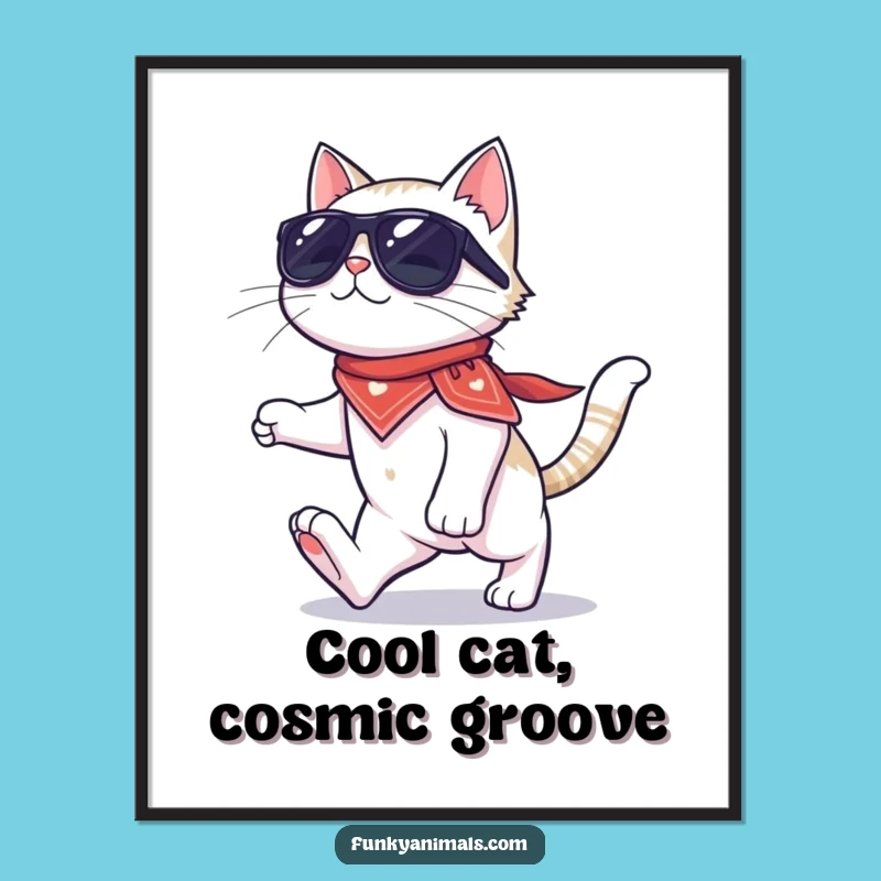 Funny Free Printable Wall Art: Cool Moonwalking Cat, DIY Retro Decor