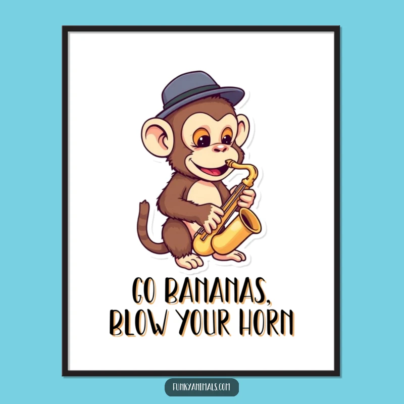 Funny Free Printable Wall Art: Jazzy Monkey Sax Player, DIY Home Decor