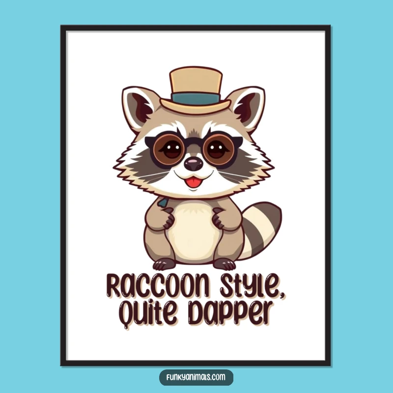 Free Printable Raccoon Wall Art: Dapper Top Hat & Funny Download!