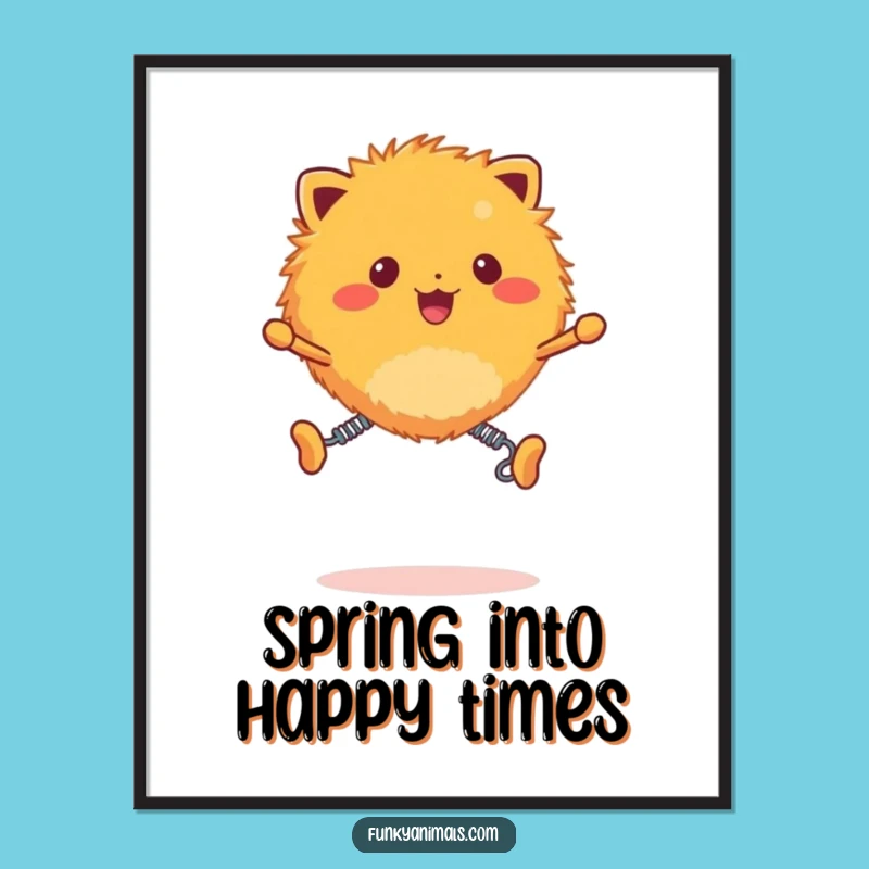 Free Printable Wall Art: Bouncing Orange Creature - Humorous Downloadable Decor