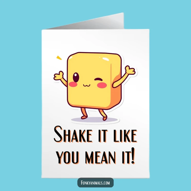 Free Printable Birthday Card: Funny Block Character Shimmy Dance Downloadable Gift