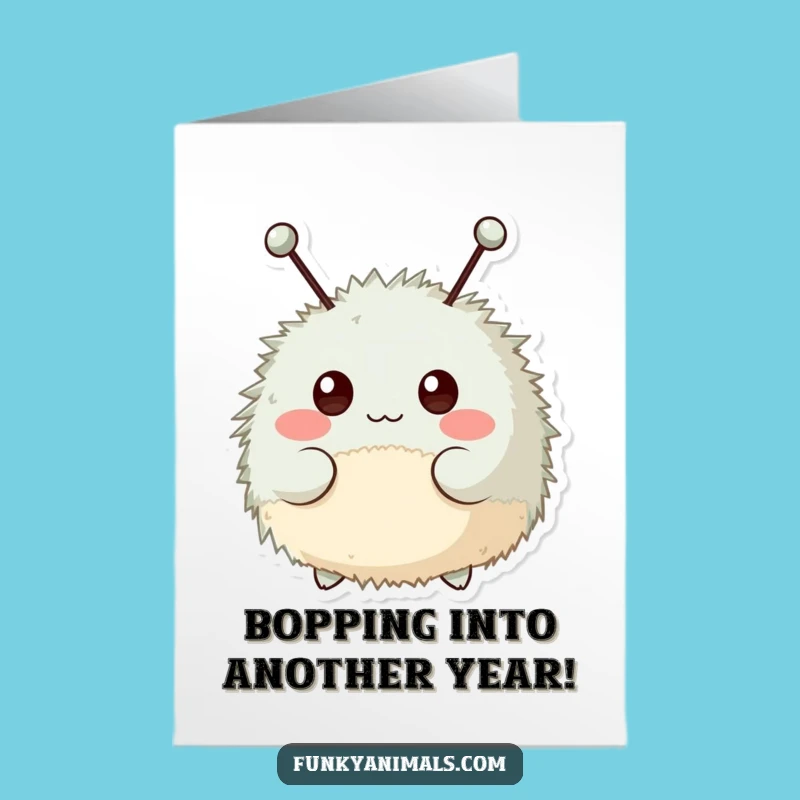 Free Printable Birthday Card: Fuzzy Creature Bopping Birthday Beat Downloadable Gift