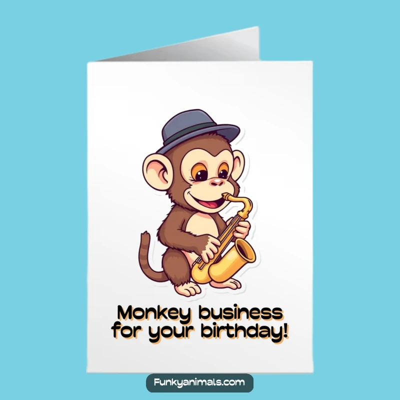 Free Printable Birthday Card: Funky Monkey Sax Player for a Jazzy Celebration