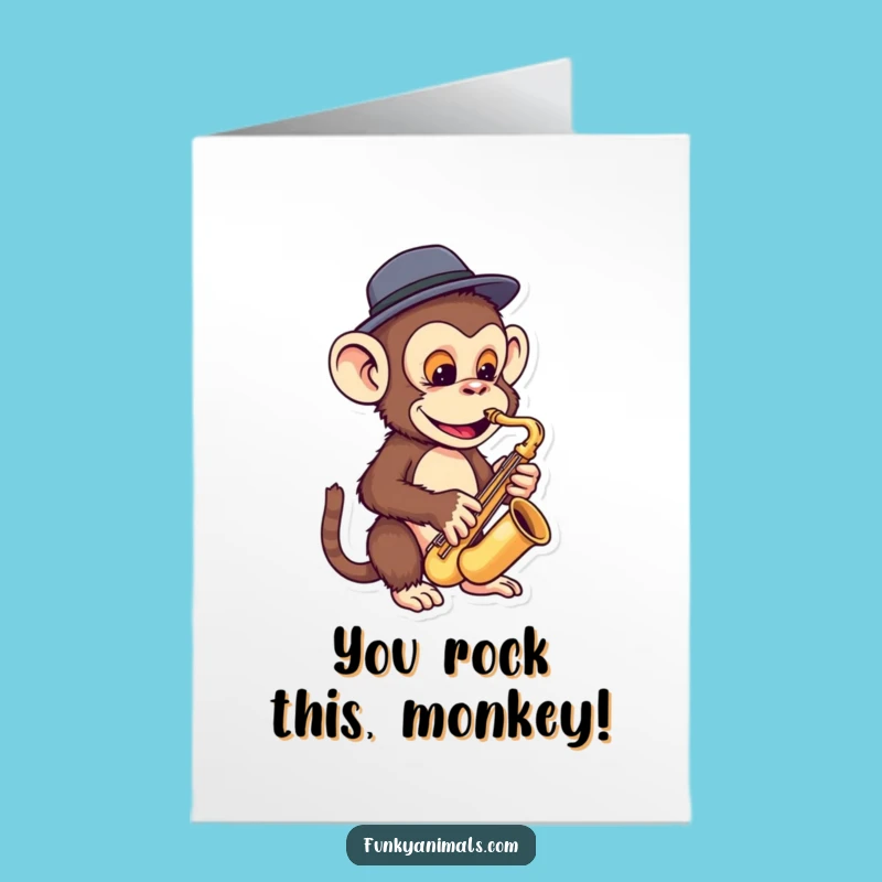 Free Printable Congrats Card: Jazzy Monkey Sax Player for Your Big Moment