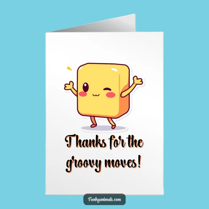 Free Printable Thank You Card: Quirky Block Character Shimmy Expressing Gratitude