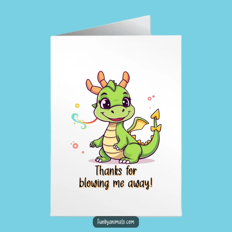 Free Printable Funny Dragon Thank You Card: Goofy Dragon Smoke Rings Downloadable