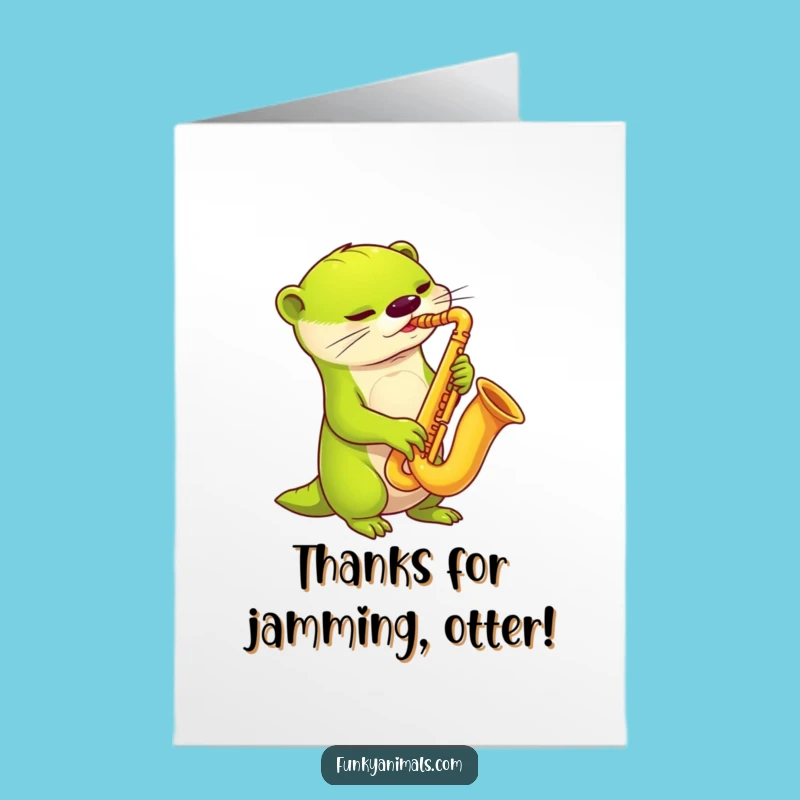 Free Printable Alien Otter Sax Thank You Card: Unique & Humorous Gratitude!
