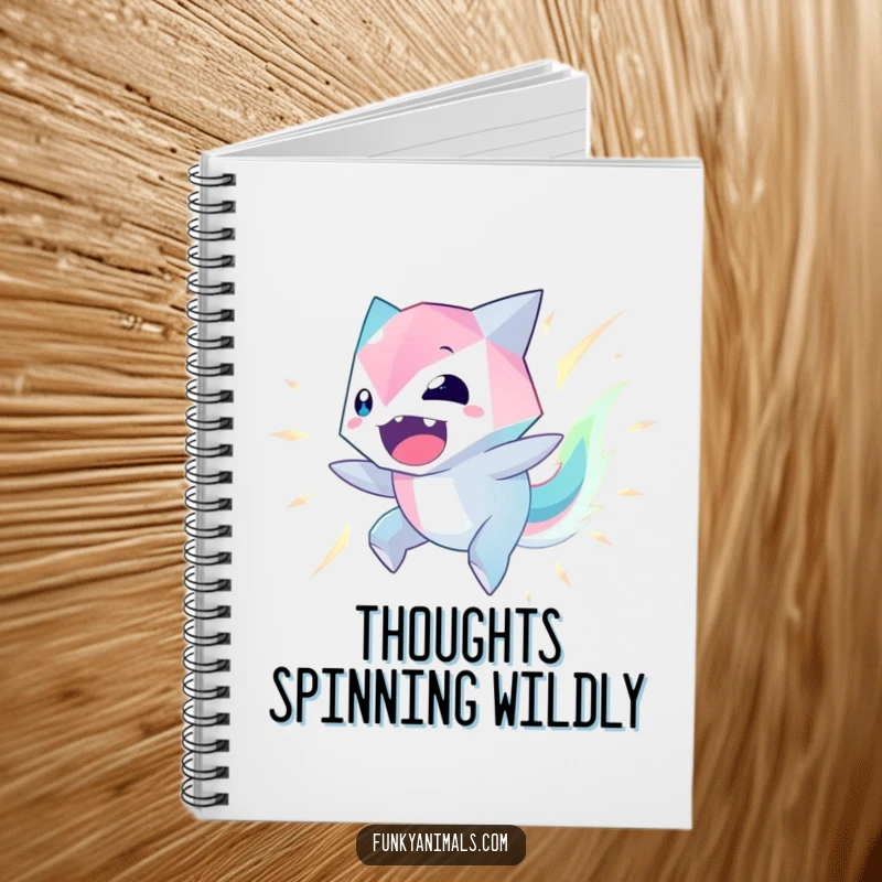 Funny Geometric Creature Notebook with a glowing, spinning creature cover, ideal for jotting down exciting ideas.