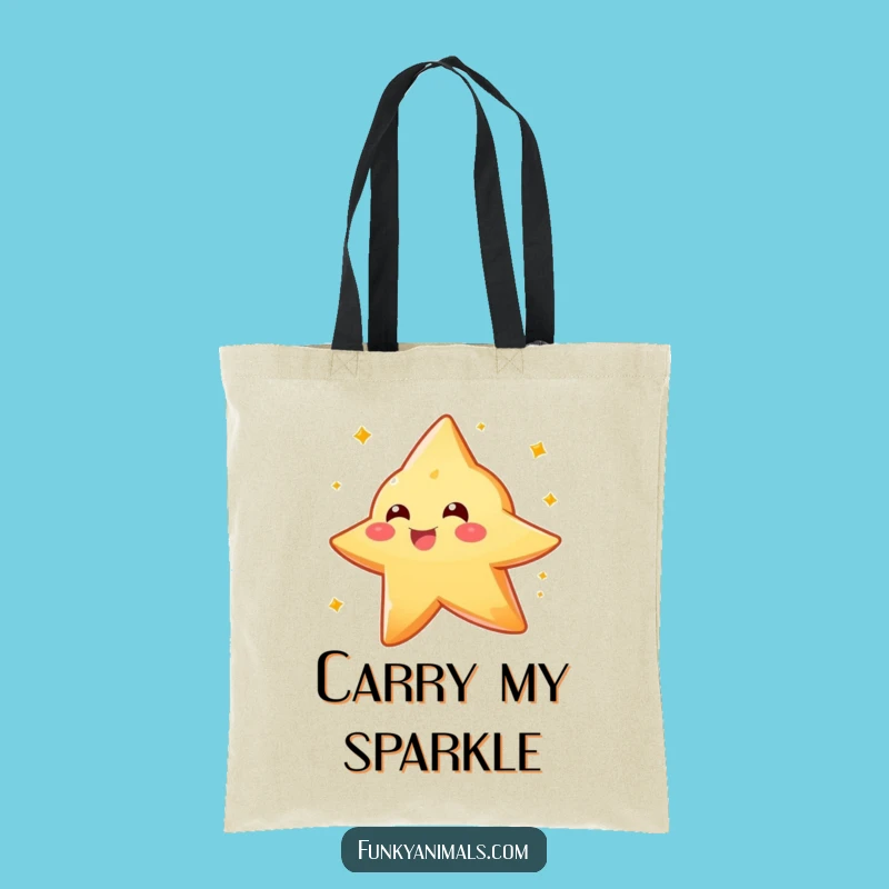 Funny Star Creature Tote Bag: Sparkly Orange Spin, Practical Celestial Humor Gift