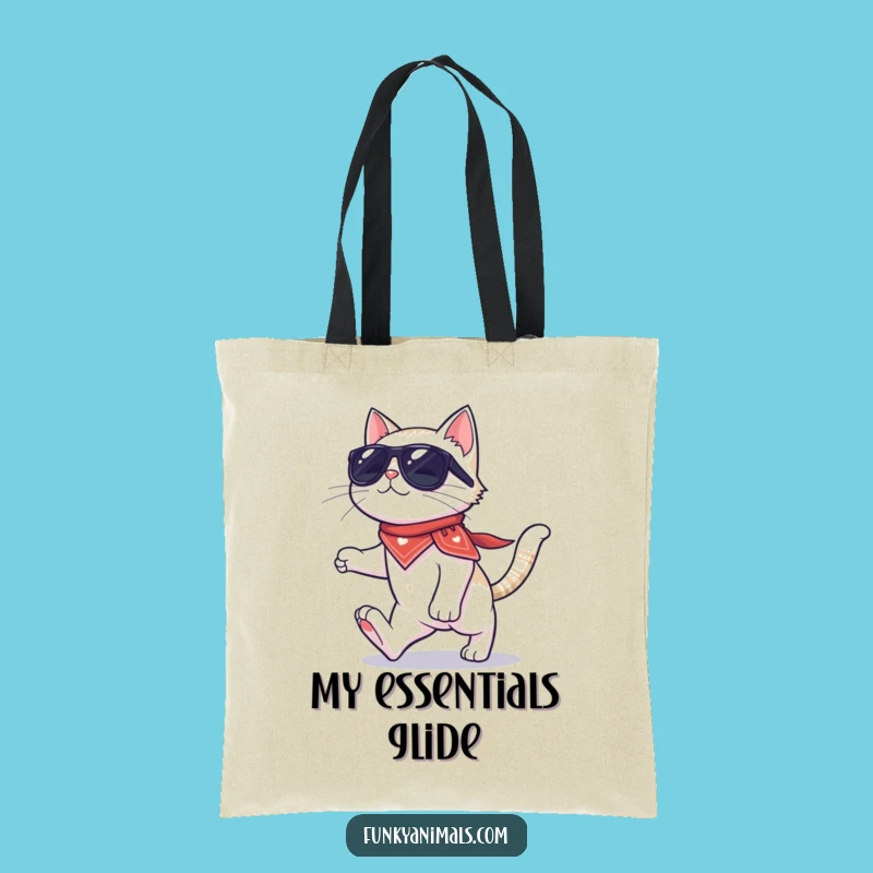 Funny Cat Moonwalk Tote Bag: Cool Sunglasses Cat, Hilarious Dancer Accessory