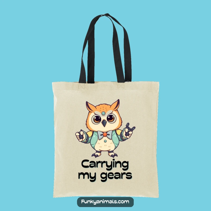 Funny Robot Owl Cub Tote Bag - Stylish Bowtie Dancer, Eco-Friendly Humorous Gift